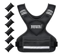 Feyachi Adjustable Weighted Vest, 5.4 kg Running Weighted Vest with Reflective Strips, Removable Iron Sand Bags & Adjustable Chest Size, Fitness Vest for Man Woman, Suitable for Strength Training