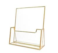 Feyarl Gold Glass Brochure Holder 8.5 x 11inches Pamphlets Cards Literature Stand for Office Brochures Menu Magazines Exhibition Flyer Display