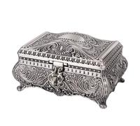 Feyarl Vintage Jewellery Box - Antique Trinket Box Jewelry Display Case - Ring Earring Necklace Organizer - Birthday Valentines Mothers Day Gift (6.7 x 4.7 x 3.5 inch)