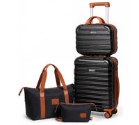 Feybaul 4PC Carry On Luggage Set, 20" Hardshell Suitcase with TSA Lock, BlackBrown, Fashion