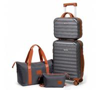 Feybaul 4PC Carry On Luggage Set, 20" Hardshell Suitcase with TSA Lock, GreyBrown, Fashion