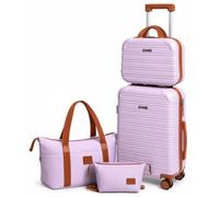 Feybaul 4PC Carry On Luggage Set, 20" Hardshell Suitcase with TSA Lock, PurpleBrown, Fashion