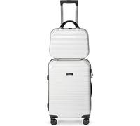 Feybaul Hard Case Luggage Sets Carry On Luggage Lightweight With Spinner Wheels Rolling Suitcase 22x14x9 Airline Approved PC+ABS With TSA Lock Hardshell Travel Hardside, White, 20 inch&14inch 2pc