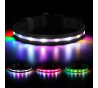 Feycig Light Collar Dog Collar Rechargeable - LED Dog Collar Luminous USB Waterproof Adjustable 3 Modes Light Collar for Small Medium Large Dogs (Black, M (38-50 cm/15-19.7 inches))