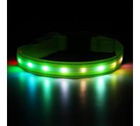Feycig Light Collar Dog Collar Rechargeable - LED Dog Collar Luminous USB Waterproof Adjustable 3 Modes Light Collar for Small Medium Large Dogs (Green, M (38-50 cm/15-19.7 inches))