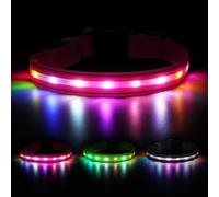 Feycig Light Collar Dog Collar Rechargeable - LED Dog Collar Luminous USB Waterproof Adjustable 3 Modes Luminous Collar for Small Medium Large Dogs (Pink, S (28-40 cm/11-15.7 inches))
