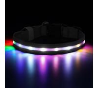 Feycig Light Collar Dog Collar Rechargeable - LED Dog Collar Luminous USB Waterproof Adjustable 3 Modes Light Collar for Small Medium Large Dogs (Black, L (48-60 cm/19-23.6 inches))