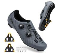 Feyenold Men's Cycling Shoes Women's Cycling Shoes Compatible with SPD-SL Pedal & Compatible Installation SPD/Look KEO Cleats Riding Shoes Grey 43 EU