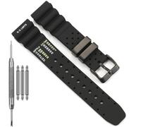 Feyert 20mm Silicone watch band compatible with Citizen Aqualand Promaster Diver Men's Replacement Strap BN0151 BN0150 NY0040 Bracelet (Black Strap black buckle)