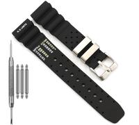 Feyert 20mm Silicone watch band compatible with Citizen Aqualand Promaster Diver Men's Replacement Strap BN0151 BN0150 NY0040 Bracelet (Black Strap steel buckle)