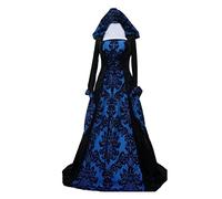 Feynman Abito da Donna in Stile medievale con Maniche a Tromba, Vestito Lungo in Stile rinascimentale, rétro, adatto per carnevale, Halloween, Feste e Come Costume da principessa, con Cappuccio