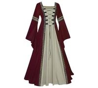 Feynman Medieval Costume Women - Retro Medieval Dress Gothic Palace Ladies Trumpet Sleeves Party Renaissance Costume