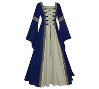 Feynman Medieval Costume Women - Retro Medieval Dress Gothic Palace Ladies Trumpet Sleeves Party Renaissance Costume