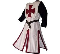 Feynman Medieval Knight Costume - Templar, Crusader, Viking, Tunic, Temple, Carnival, LARP, Cosplay, Weapon Skirt - Men's Noble, Red S