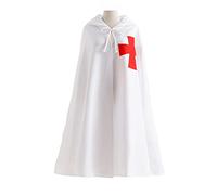 Feynman Men's Medieval Knight Costume Templar Knight Crusader Cape LARP Temple Weapon Skirt Hospitaller Coat Carnival Cosplay White XL