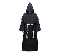 Feynman Men's Monk Costume Monk Robe Priest Robe Costume with Hood Medieval Renaissance Hood
