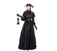 Feynman Women's Medieval Steampunk Plague Doctor Halloween Costume with Plague Doctor Accessory Set, Black, L