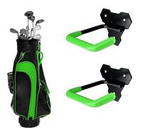 FEYRUN Wall Mounted Golf Bag Hook, 2 Bags Storage Racks Perfect for Garage Organization, Space Saving Hanging Organizer (Black)