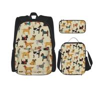 FEYUNYAN 3-Piece Backpack Set, Hound Dogs, Water-Resistant Schoolbag, Insulated Lunch Bag, Large Capacity Pencil Case, School Bags For Travel Office & Outdoor Activities, 3-In-1 Backpack Set