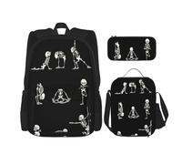 FEYUNYAN 3-Piece Backpack Set, Water-Resistant Schoolbag, Insulated Lunch Bag, Large Capacity Pencil case, Love Skull of Sports School Bags for Travel Office & Outdoor Activities, 3-in-1 Backpack Set
