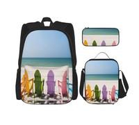 FEYUNYAN 3-Piece Backpack Set, Water-Resistant Schoolbag, Insulated Lunch Bag, Large Capacity Pencil case, Chairs Beside The Blue Sea Sky School Bags for Travel Office, 3-in-1 Backpack Set