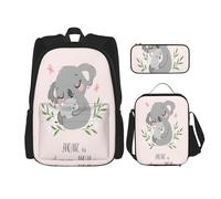 FEYUNYAN 3-Piece Backpack Set, Water-Resistant Schoolbag, Insulated Lunch Bag, Large Capacity Pencil case, Cute Koala MOM School Bags for Travel Office & Outdoor Activities, 3-in-1 Backpack Set