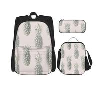 FEYUNYAN 3-Piece Backpack Set, Water-Resistant Schoolbag, Insulated Lunch Bag, Large Capacity Pencil case, Lovely Pineapple School Bags for Travel Office & Outdoor Activities, 3-in-1 Backpack Set