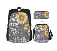 FEYUNYAN 3-Piece Backpack Set, Water-Resistant Schoolbag, Insulated Lunch Bag, Large Capacity Pencil case, Blackboard Bees Sunflowers School Bags for Travel Office, 3-in-1 Backpack Set