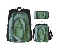 FEYUNYAN 3-Piece Backpack Set, Water-Resistant Schoolbag, Insulated Lunch Bag, Large Capacity Pencil case, Bright Cabbage School Bags for Travel Office & Outdoor Activities, 3-in-1 Backpack Set