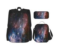 FEYUNYAN 3-Piece Backpack Set, Water-Resistant Schoolbag, Insulated Lunch Bag, Large Capacity Pencil case, Universe Milky Way Galaxy School Bags for Travel Office, 3-in-1 Backpack Set