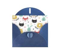 FEYUNYAN All-Occasion Greeting Cards With Blue Envelope, Colorful Simple Cute Animals, Blank Inside Thank You Cards Set, Luxury Pearl Paper Eco-Friendly Blank Note Cards For Wedding Birthday Christmas