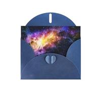 FEYUNYAN All-Occasion Greeting Cards With Blue Envelope, Galaxy In The Universe, Blank Inside Thank You Cards Set, Luxury Pearl Paper Eco-Friendly Blank Note Cards For Wedding Birthday Christmas