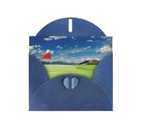 FEYUNYAN All-Occasion Greeting Cards With Blue Envelope, Golf Field Flag In The Hole, Blank Inside Thank You Cards Set, Luxury Pearl Paper Eco-Friendly Blank Note Cards For Wedding Birthday Christmas