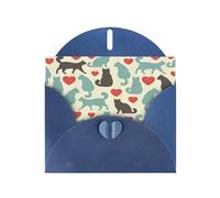 FEYUNYAN All-Occasion Greeting Cards With Blue Envelope, Happy Walking Kitty, Blank Inside Thank You Cards Set, Luxury Pearl Paper Eco-Friendly Blank Note Cards For Wedding Birthday Christmas