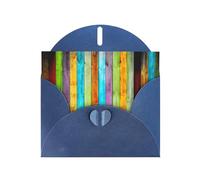 FEYUNYAN All-Occasion Greeting Cards With Blue Envelope, Planks Carpentry Oak Timber, Blank Inside Thank You Cards Set, Luxury Pearl Paper Eco-Friendly Blank Note Cards For Wedding Birthday Christmas