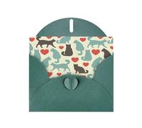 FEYUNYAN All-Occasion Greeting Cards With Dark Green Envelope, Happy Walking Kitty, Blank Inside Thank You Cards Set, Luxury Pearl Paper Eco-Friendly Blank Note Cards For Wedding Birthday Christmas