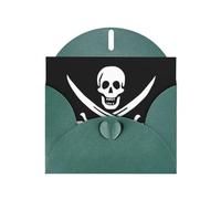 FEYUNYAN All-Occasion Greeting Cards With Dark Green Envelope, Pirate Flag, Blank Inside Thank You Cards Set, Luxury Pearl Paper Eco-Friendly Blank Note Cards For Wedding Birthday Christmas