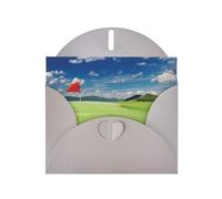 FEYUNYAN All-Occasion Greeting Cards With Gray Envelope, Golf Field Flag In The Hole, Blank Inside Thank You Cards Set, Luxury Pearl Paper Eco-Friendly Blank Note Cards For Wedding Birthday Christmas