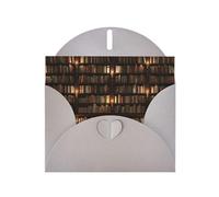 FEYUNYAN All-Occasion Greeting Cards With Gray Envelope, Library Bookshelf Book, Blank Inside Thank You Cards Set, Luxury Pearl Paper Eco-Friendly Blank Note Cards For Wedding Birthday Christmas