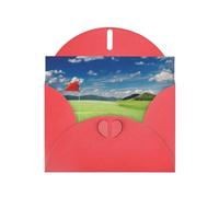 FEYUNYAN All-Occasion Greeting Cards With Red Envelope, Golf Field Flag In The Hole, Blank Inside Thank You Cards Set, Luxury Pearl Paper Eco-Friendly Blank Note Cards For Wedding Birthday Christmas