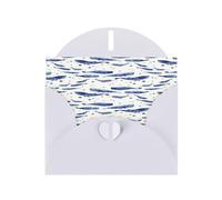 FEYUNYAN All-Occasion Greeting Cards With White Envelope, Small Blue Whale Swimming, Blank Inside Thank You Cards Set, Luxury Pearl Paper Eco-Friendly Blank Note Cards For Wedding Birthday Christmas
