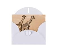 FEYUNYAN All-Occasion Greeting Cards With White Envelope, Two Giraffe Running Barren, Blank Inside Thank You Cards Set, Luxury Pearl Paper Eco-Friendly Blank Note Cards For Wedding Birthday Christmas