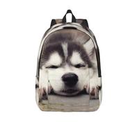 FEYUNYAN Casual Canvas Backpack Unisex, Lightweight Daypack For Work Travel | Husky Dog, Stylish Water-Resistant Rucksack For School College & Outdoor, 15 Inch Laptop Backpack For Men Women Teens