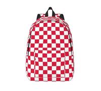 FEYUNYAN Casual Canvas Backpack Unisex, Lightweight Daypack For Work Travel | Red White, Stylish Water-Resistant Rucksack For School College & Outdoor, 15 Inch Laptop Backpack For Men Women Teens