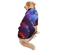 FEYUNYAN Cozy Fleece-Lined Hoodie With Hidden Leash Hole & Pocket For Medium Large Dogs, 3d Planet Space Stars, Pet Hooded Sweatshirt, Winter Dog Clothes For Outdoor Walks