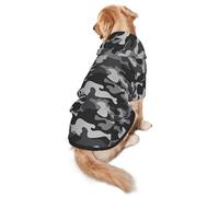 FEYUNYAN Cozy Fleece-Lined Hoodie With Hidden Leash Hole & Pocket For Medium Large Dogs, Abstract Camouflage, Pet Hooded Sweatshirt, Winter Dog Clothes For Outdoor Walks