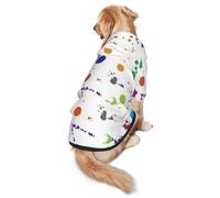 FEYUNYAN Cozy Fleece-Lined Hoodie With Hidden Leash Hole & Pocket For Medium Large Dogs, Abstract Paint Splashes, Pet Hooded Sweatshirt, Winter Dog Clothes For Outdoor Walks