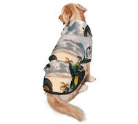 FEYUNYAN Cozy Fleece-Lined Hoodie With Hidden Leash Hole & Pocket For Medium Large Dogs, Agricultural Machinery, Pet Hooded Sweatshirt, Winter Dog Clothes For Outdoor Walks