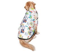 FEYUNYAN Cozy Fleece-Lined Hoodie With Hidden Leash Hole & Pocket For Medium Large Dogs, Animal Alphabet, Pet Hooded Sweatshirt, Winter Dog Clothes For Outdoor Walks