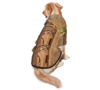 FEYUNYAN Cozy Fleece-Lined Hoodie With Hidden Leash Hole & Pocket For Medium Large Dogs, Architecture Streets Houses, Pet Hooded Sweatshirt, Winter Dog Clothes For Outdoor Walks